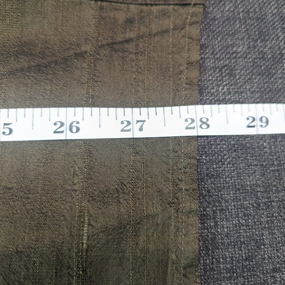 Ralph Lauren 100% Silk Dupioni Shirt | Olive Green Luxury | Size 20W - Picture 7 of 13